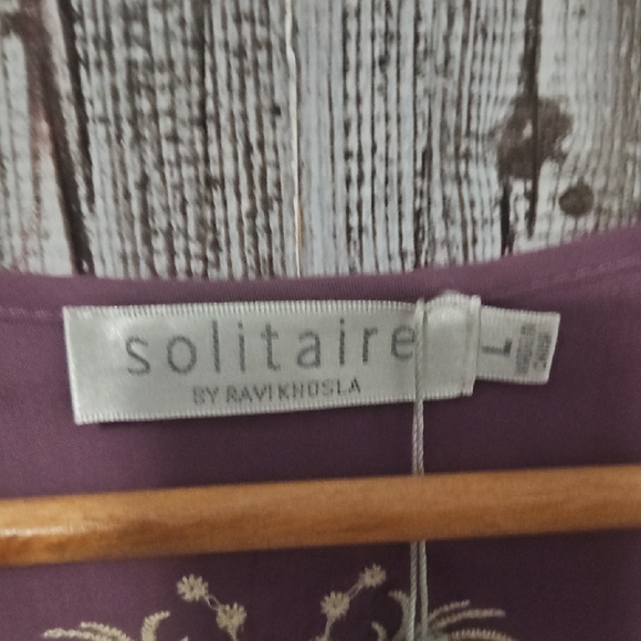 Solitaire Plum Tunic with Intricate White Embroidered Detailing - Picture 3 of 9